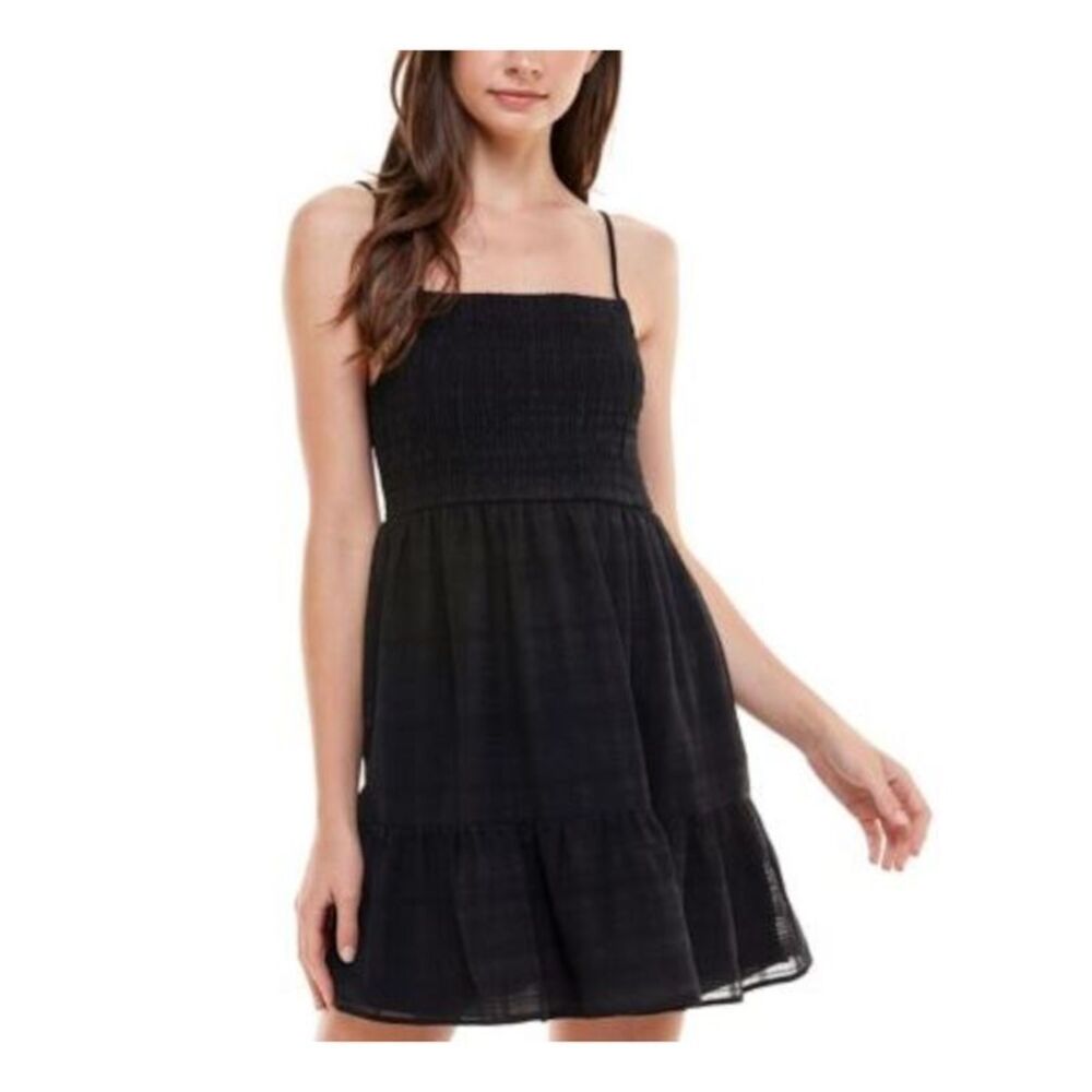 CRYSTAL DOLLS Womens Fit + Flare Short Dress Black Sleeveless Evening Juniors M